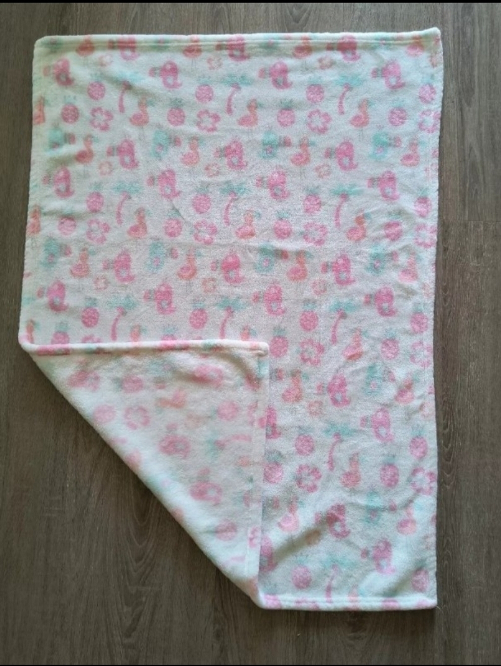 Trend Lab Tropical White Pink Soft Fleece Baby Blanket with Birds And Flowers